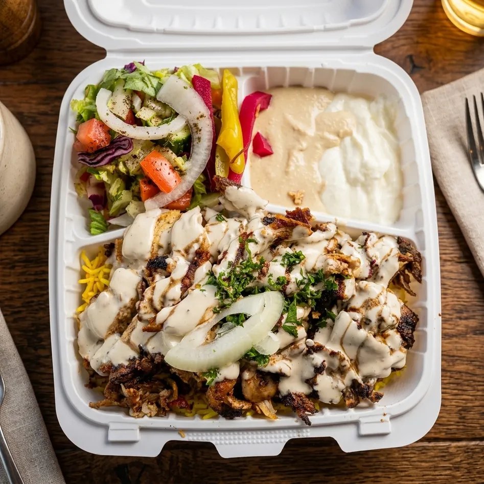 Fresh falafel pita wrap with hummus and pickles at Maggi's Syrian Food